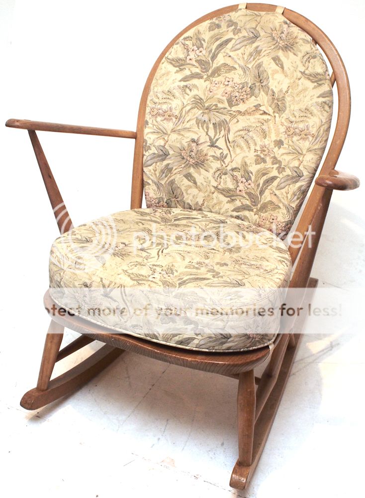 Vintage Ercol Rocking Cushioned Chair Retro Beech & Elm Furniture Mid Century eBay