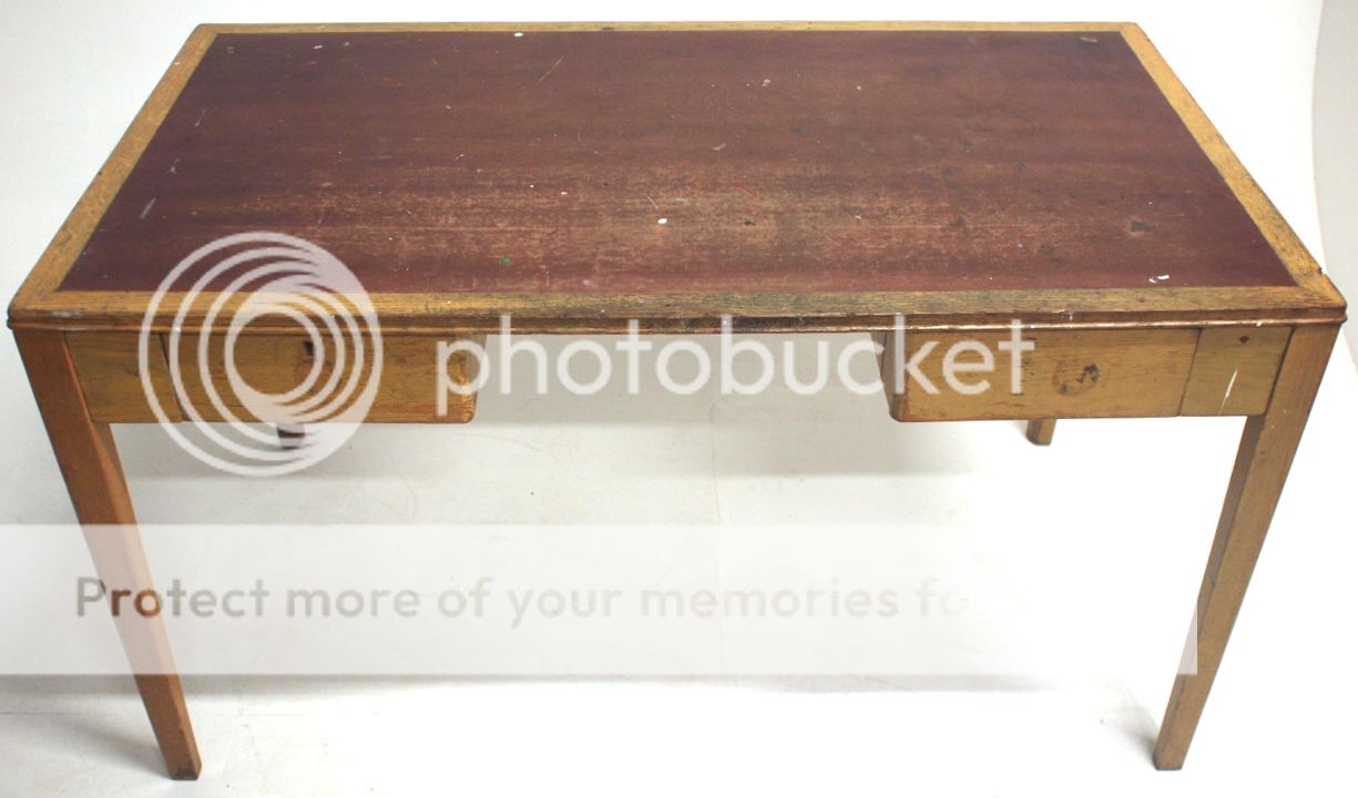 Vintage Oak Desk With Red Top Retro Mid Century Office Furniture eBay