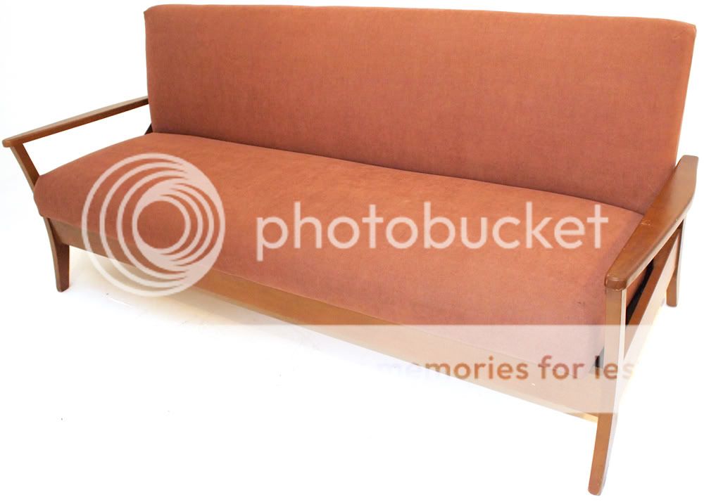 Vintage 70s Light Teak Danish Sofa Bed Settee Retro Mid 20th Century