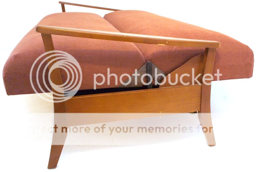 Vintage 70s Light Teak Danish Sofa Bed Settee Retro Mid 20th Century