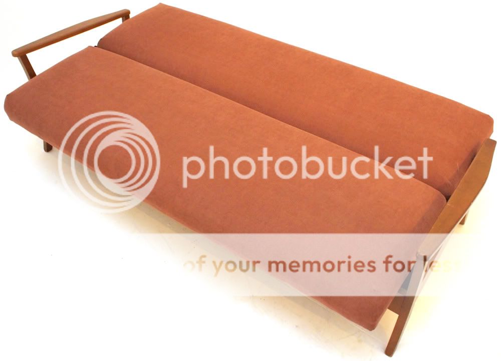 Vintage 70s Light Teak Danish Sofa Bed Settee Retro Mid 20th Century